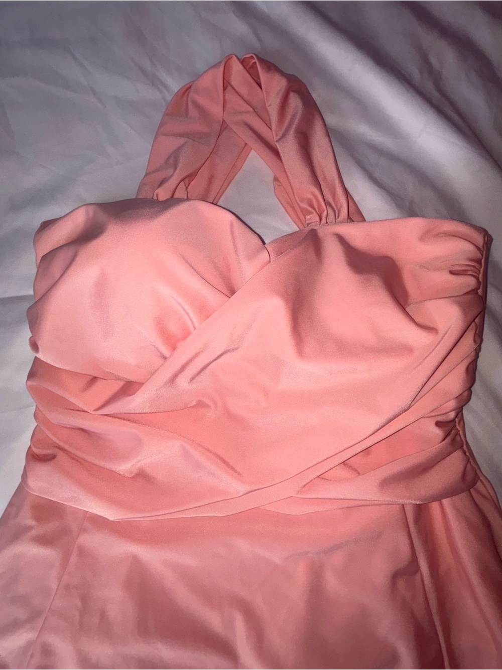Twist Halter One-Piece Swimsuit in Coral Pink